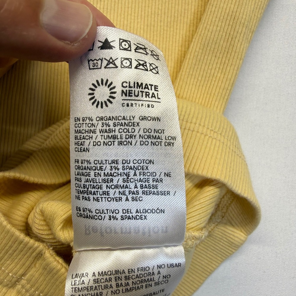 Reformation Raelynn Knit Top Blonde Ribbed Button Front Baby Tee XL - Picture 6 of 8